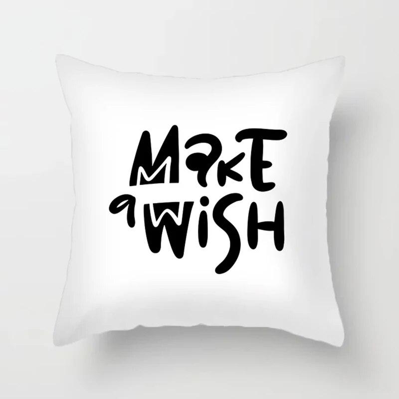 Black Pillowcase Printed  Bedroom Living Room Sofa Cushion Cover
