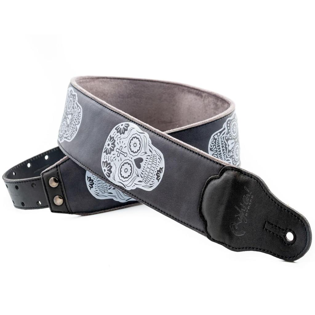 Straps 7cm Sugar Black RightOn! Guitar/Bass Strap, Wide, 95-150cm Long,