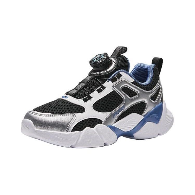 Anta Kids Shock Absorption Low Top Casual Shoes Kids Sneaker Silver Black A312428801-3