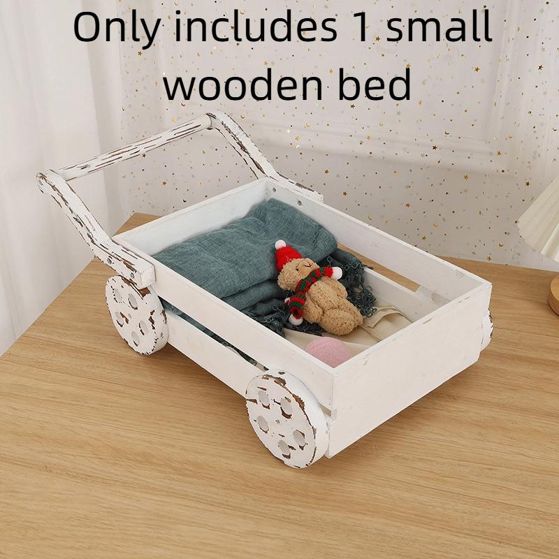 

Small Wooden Bed Newborn Baby Accessories Photography Props Children Growth Commemorative New Studio Photo Model Small Tools белый