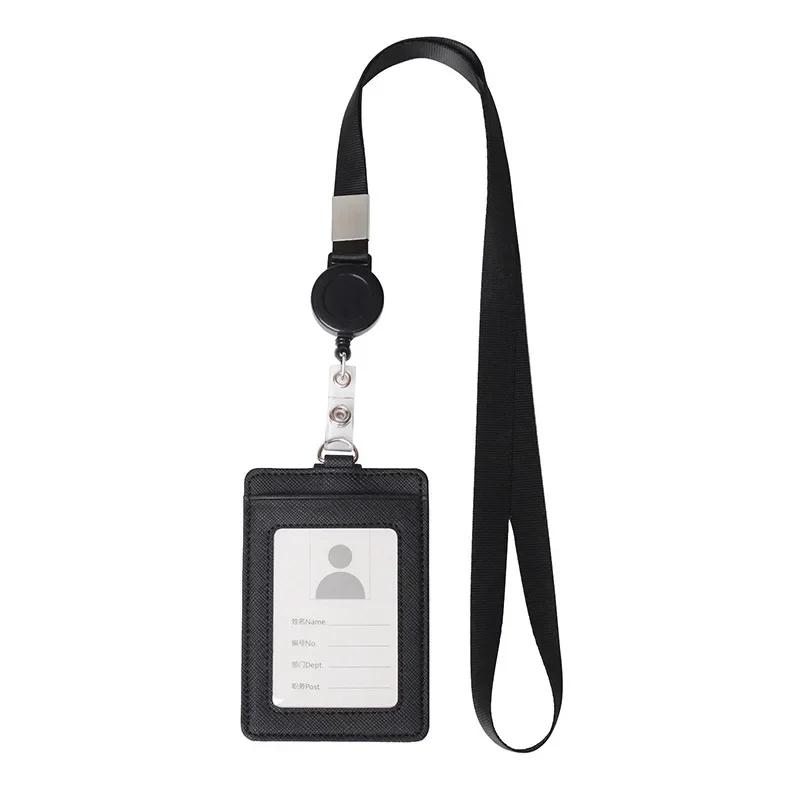 Multi-functional Card Holder with Lanyard for Men and Women Credit Cards Bank Cards Student Cards Leather Wallet ID Badge Case