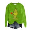 Women's Fashion Round Neck Pullover Top Long Sleeve Tee Christmas Printed Sweatshirt