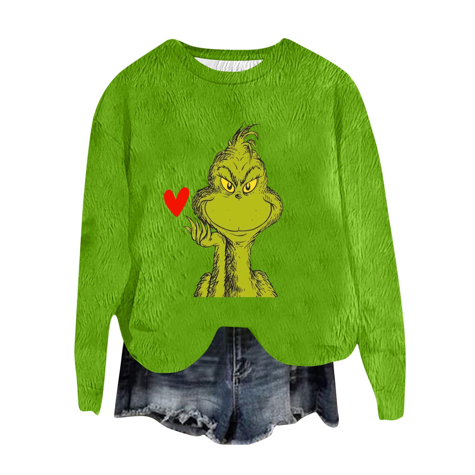 

Женский модный пуловер с круглым вырезом, футболка с длинным рукавом, рождественская толстовка с принтом L