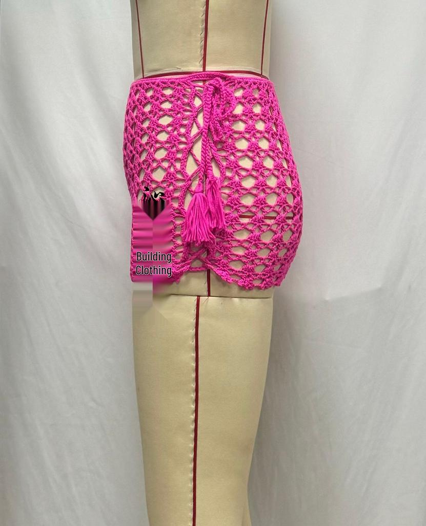 Dámská mini bodycon sukně z prodyšné síťoviny s průstřihy pro plážovou dovolenou