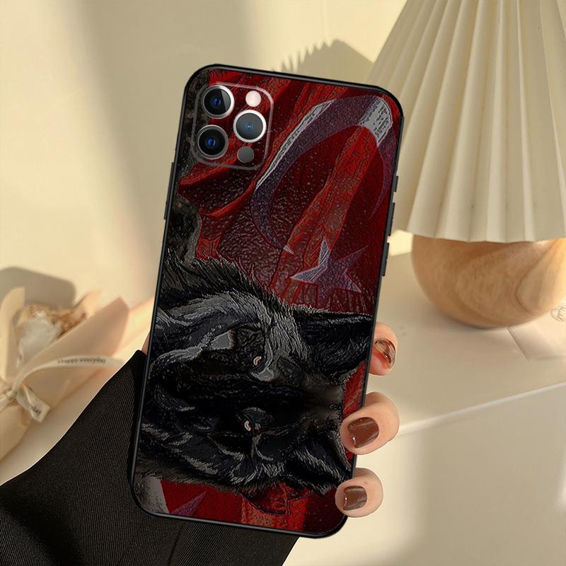 Turk Wolf Turkey Flag Case For iPhone 11 12 13 14 15 16 Pro Max Cover For iPhone 13 12 Mini XR X XS Max Plus