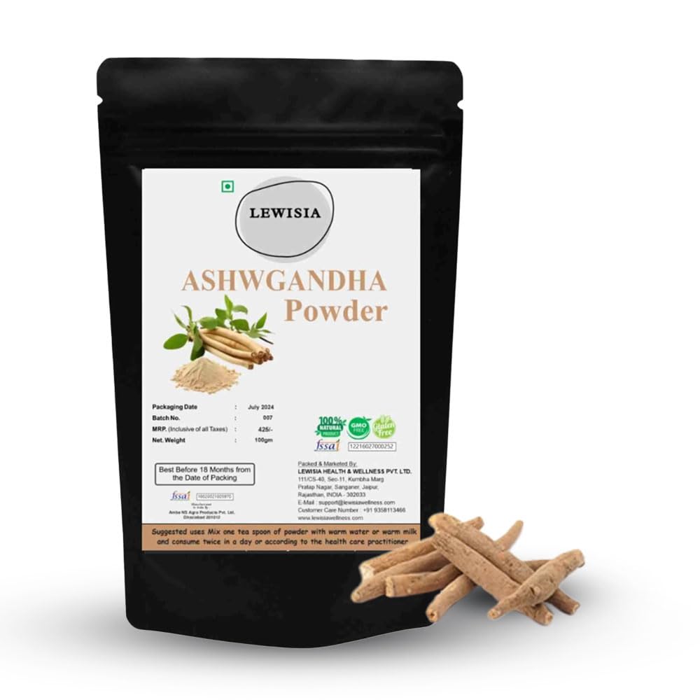 

Lewisia In Organics Ashwagandha Root Powder Ashwagandha Churna For General Wellness | 100gm 0.2lbs