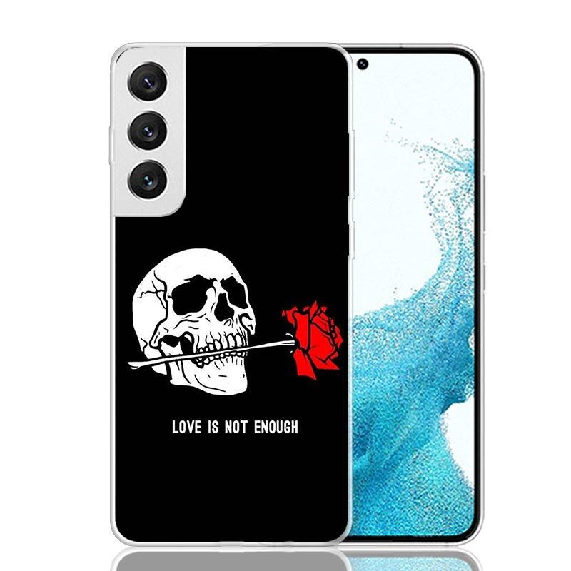 Human Skeleton Red Rose Phone Case For Samsung Galaxy S25 S24 S23 S22 S21 FE S20 Ultra S10 Plus Art Customized Coque Capa S24 S2