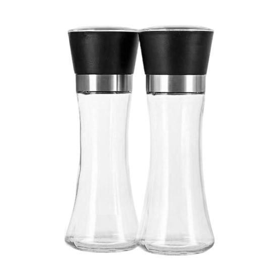 2Pcs Pepper And Salt Grinder Refillable Stainless Steel Mill with Adjustable Coarseness Manual Spice Grinder for Kitchen Home Restaurant