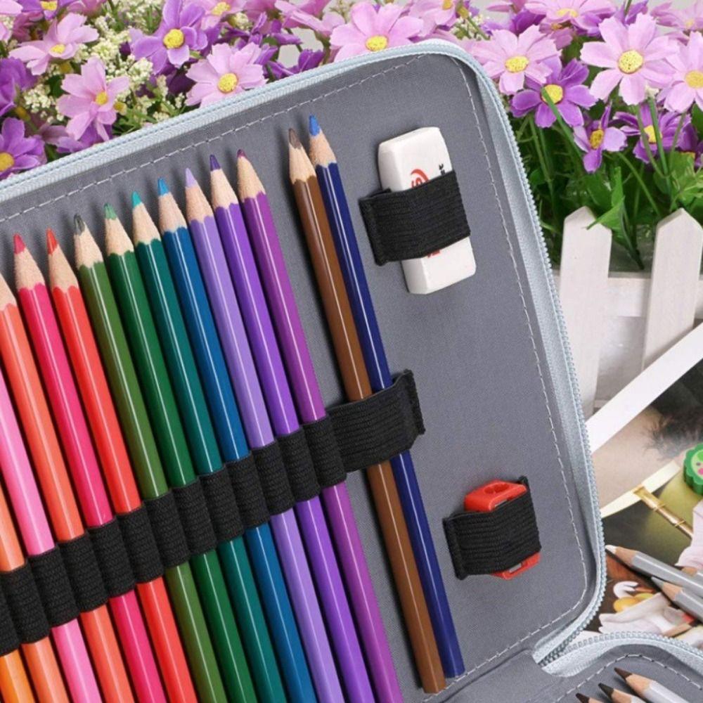 5 Layer Colored Lead Pencils Storage Bag 200 Holes Student Pen Case School Supplies