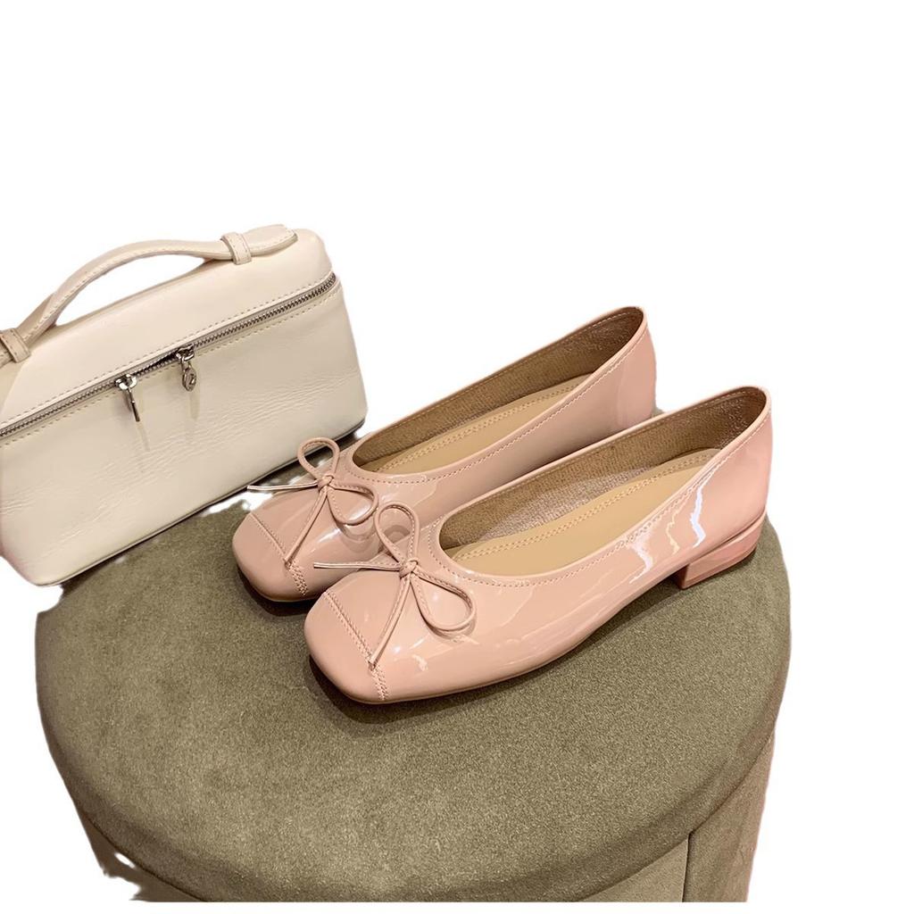 Spot~ Sweet temperament versatile bow Mary Jane shoes 2025 new square head small thick heel light mouth single shoes