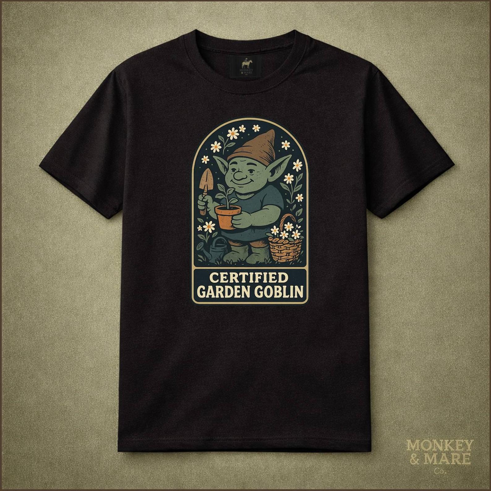 Garden Goblin Shirt, Certified Garden Goblin, Whimsical Gardening Humor Tee S