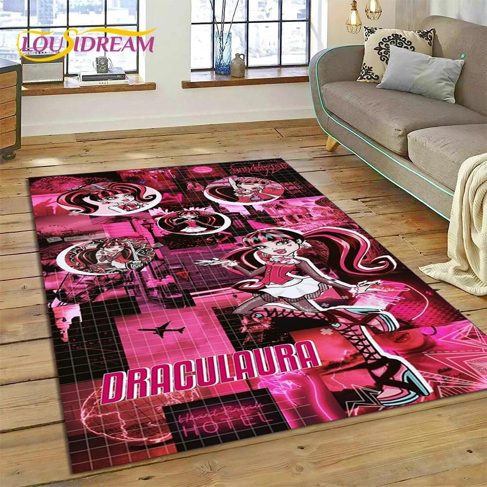 Cartoon Monster High Draculaura Vampire Rug Carpet for Living Room Bedroom Home Decor,Non-slip Decoration for Sofa Doormat Gift