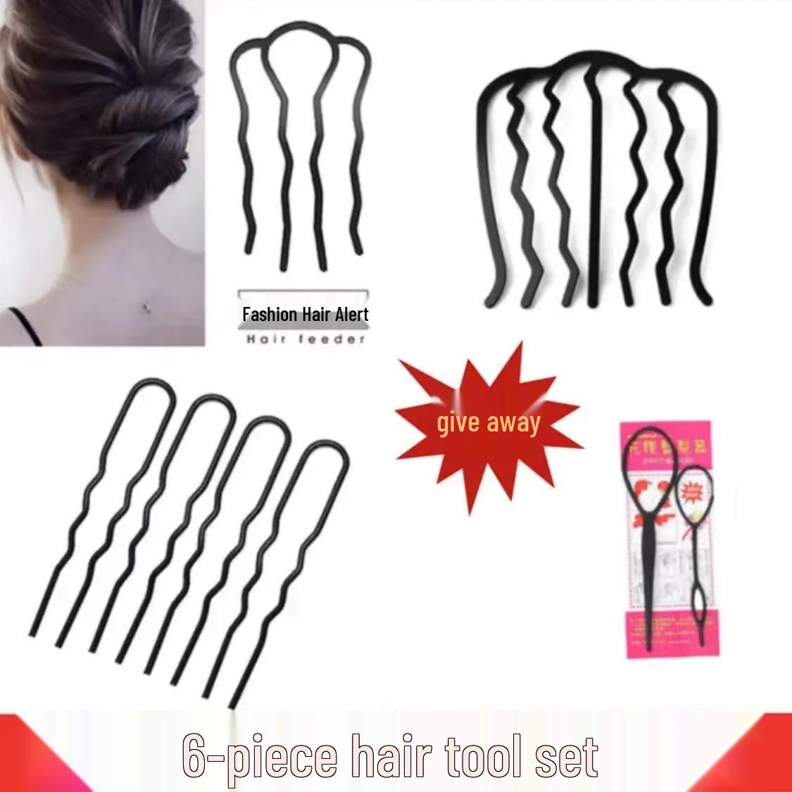 

6-Piece Hair Braiding & Styling Tool Set with Flower Design