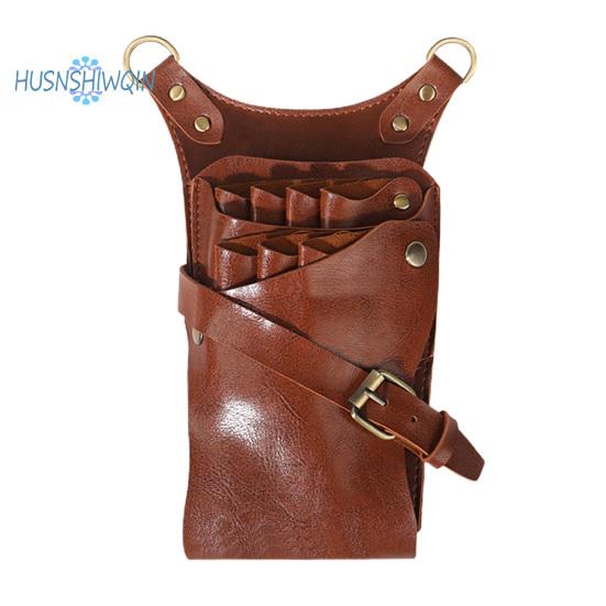 Taška na nůžky na vlasy 7 štěrbin Nastavitelný popruh Salon z umělé kůže Kadeřnictví Držák na nůžky Kadeřnictví Taška do pasu Kadeřnictví Příslušenství