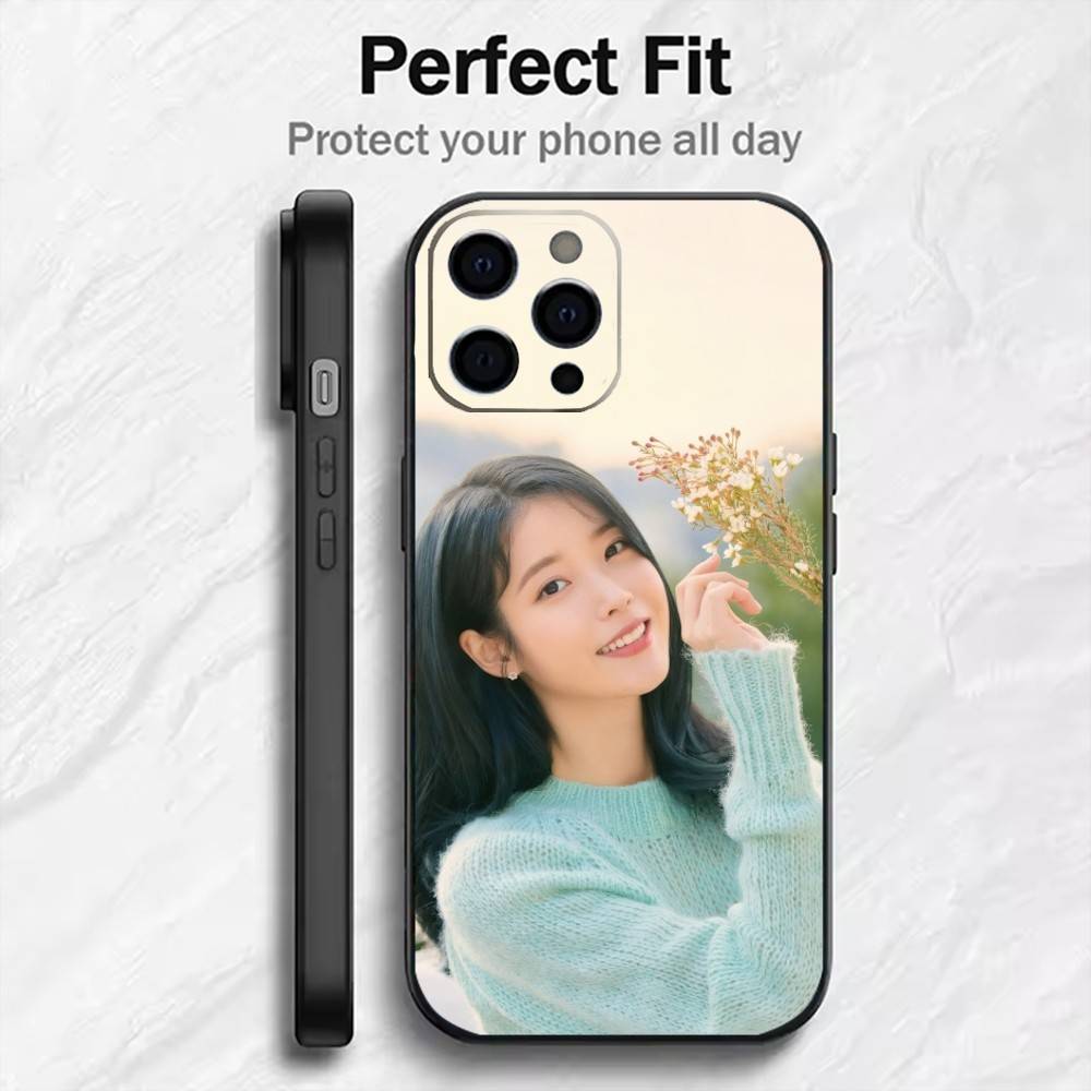 I-U J-Ji-eun Lee-e Printing Phone Case For iPhone17,16,15,14,13,12 Plus,Max Soft Silicone Black Cover