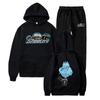 Womens Plush Long Sleeved Loose Fitting Pullover With Letter Print And Rope Hoodie Two Piece