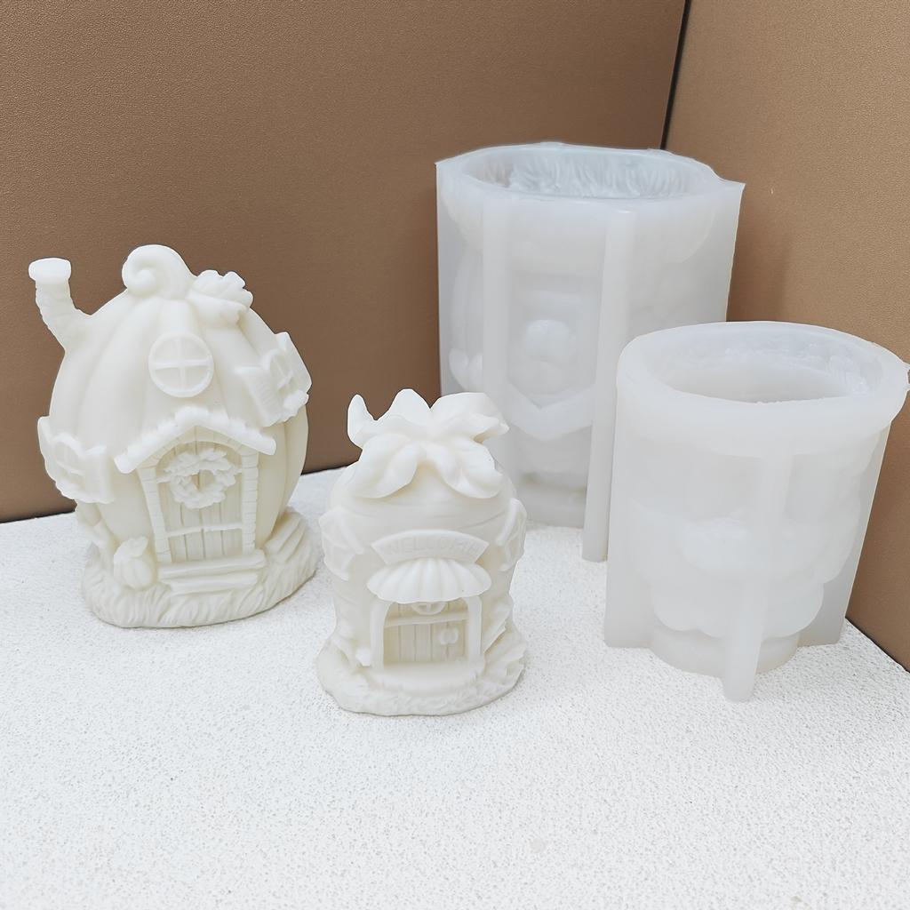 2025 DIY Christmas House Candles Silicone Mold Castle House Concrete Cement Silicone Mould Christmas Gift House Gypsum Molds
