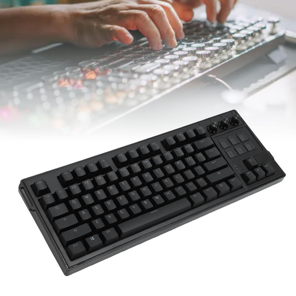 USB Wired Mechanical Keyboard 75 78 Key Layout 6 LCD Programmable Keys Red RGB Backlit Hot Swap Keyboard for PC Gaming
