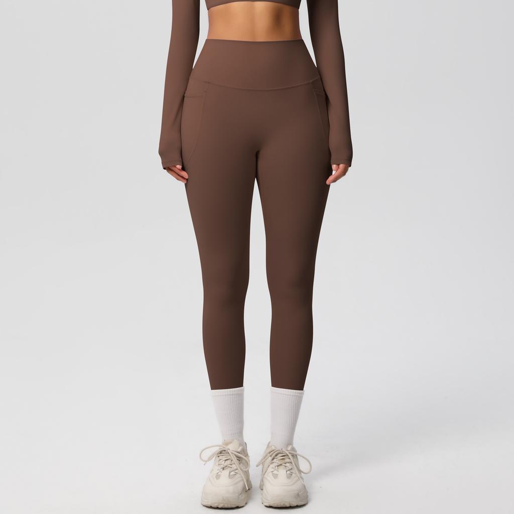 New solid color double-sided abraded tight-fitting high-waisted high-elastic breathable yoga pants sports running fitness yoga clothes