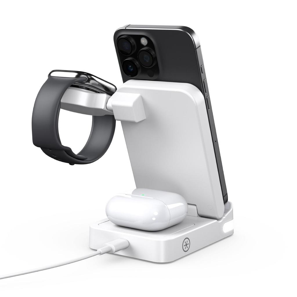 New Foldable Wireless Charger: Compatible with Huawei, Apple, Samsung Phones, Watches & Earphones, Hot-Selling 3-in-1 Device