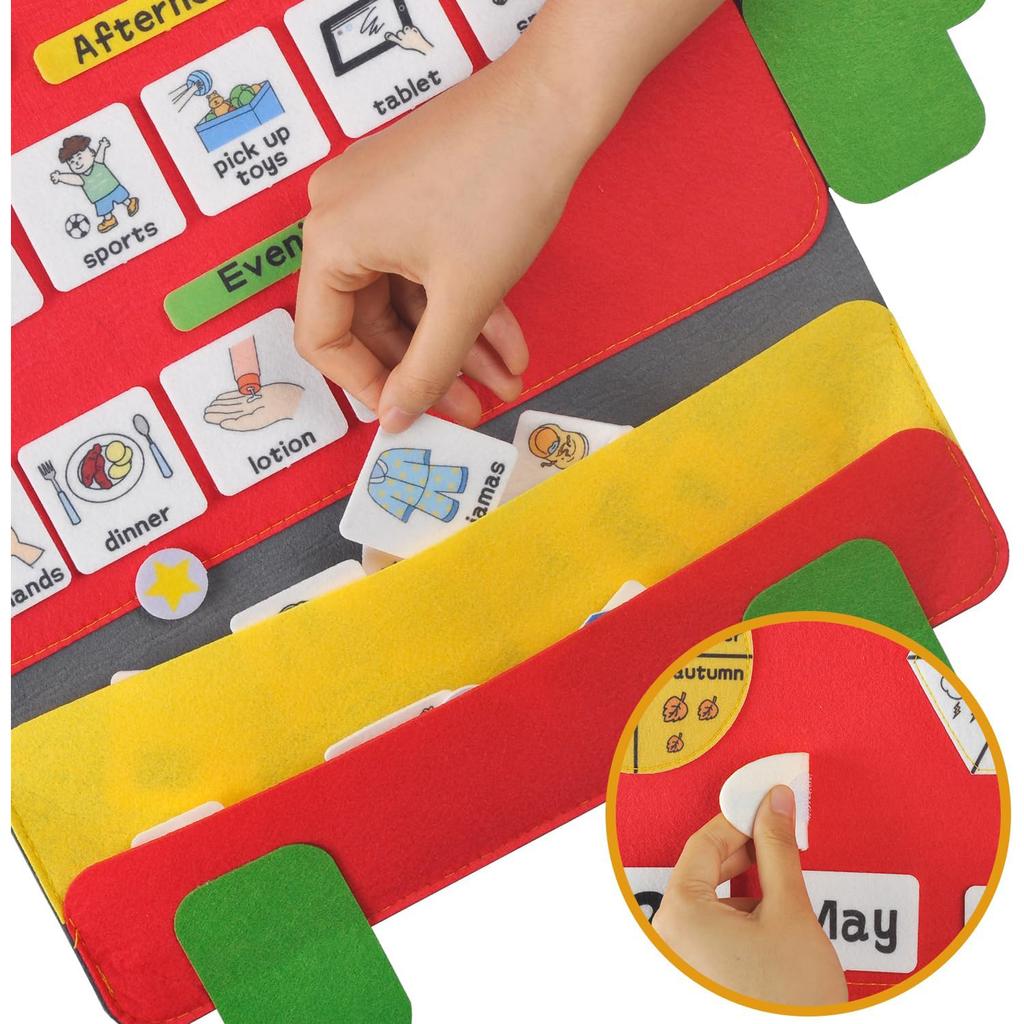 My Robot Daily Calendar,Montessori Felt Story Board,Toddler Early Daily Activities Learning Table for Preschool Classroom