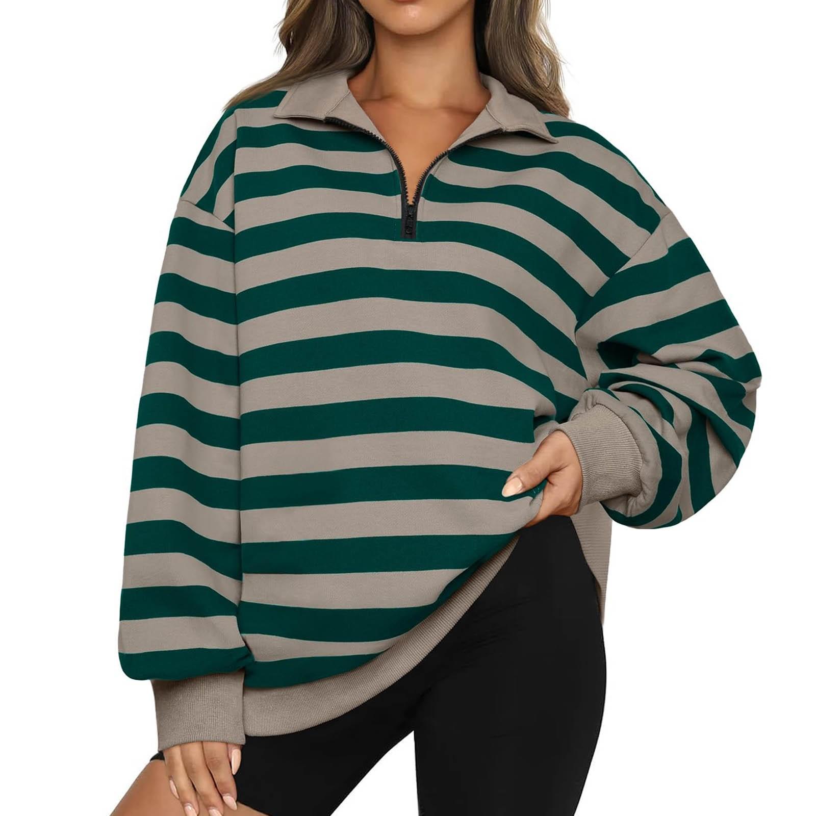 

Женская толстовка на молнии с длинным рукавом и воротником на четверть молнии, пуловер, топы, осенние наряды S зелёный