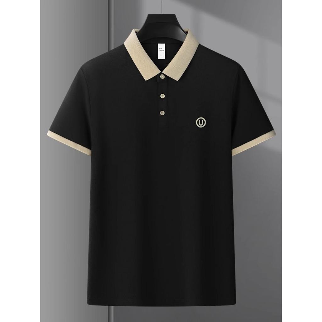 Men's Casual Shirt - Short Sleeved Summer Top, Ribbed Collar and Cuffs Design, Breathable Elastic Fabric, Regular Fit