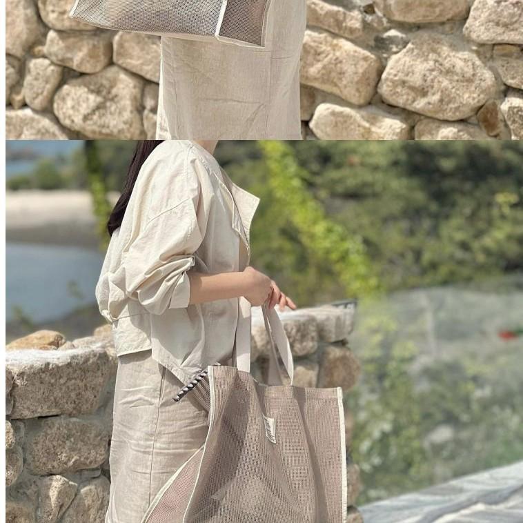 Sac à langer Ins Sac de plage Sac de rangement Grande capacité Natation Sports Sac de sport Sac à main Sac en maille creuse