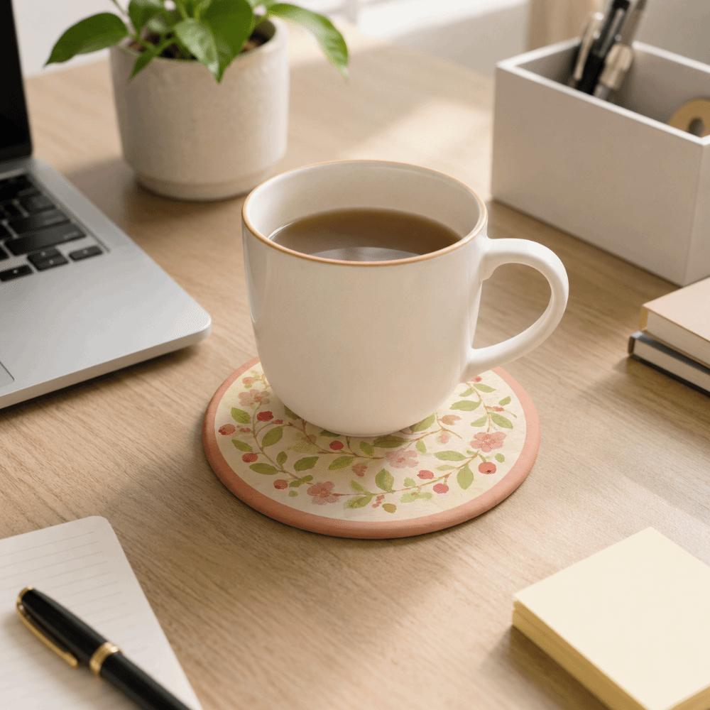 Round Diatom Coaster Flower Heat Resistant Pads Table Decoration Cup Mat Gifts
