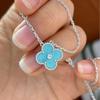 V Gold High Version Four-leaf Clover Necklace with Diamond Natural Fritillary Agate Pendant Classic Lucky Grass Collarbone Chain