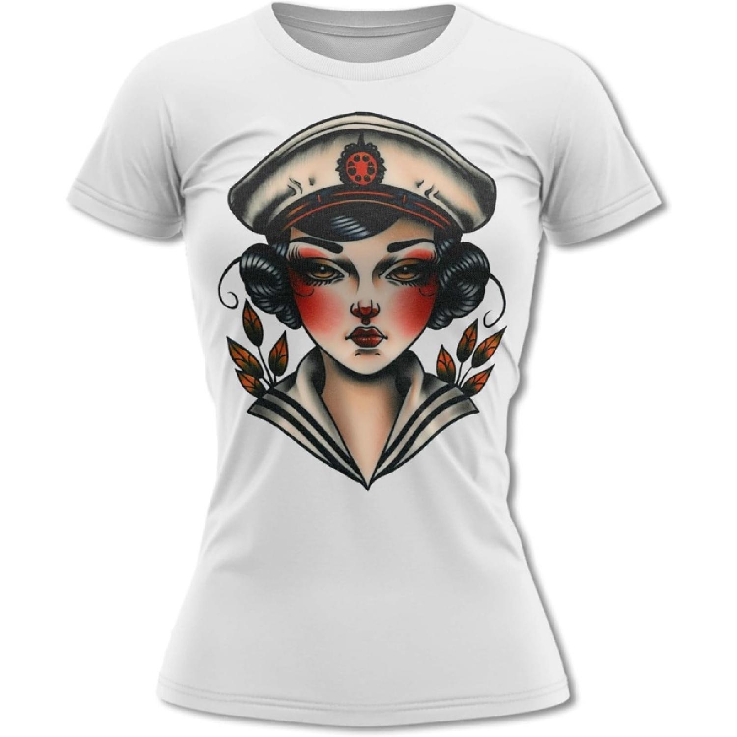 Bands and Bones Vintage Sailor Girl 6 Design Women s T-Shirt S