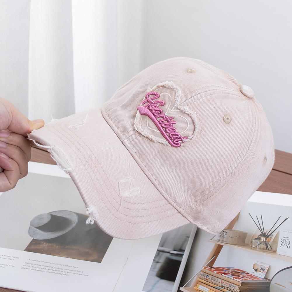 Love Embroidery Do Old Cowboy Baseball Cap Female Summer Sweet Cool Spice Girl American Big Brim Show Face Small Peaked Cap