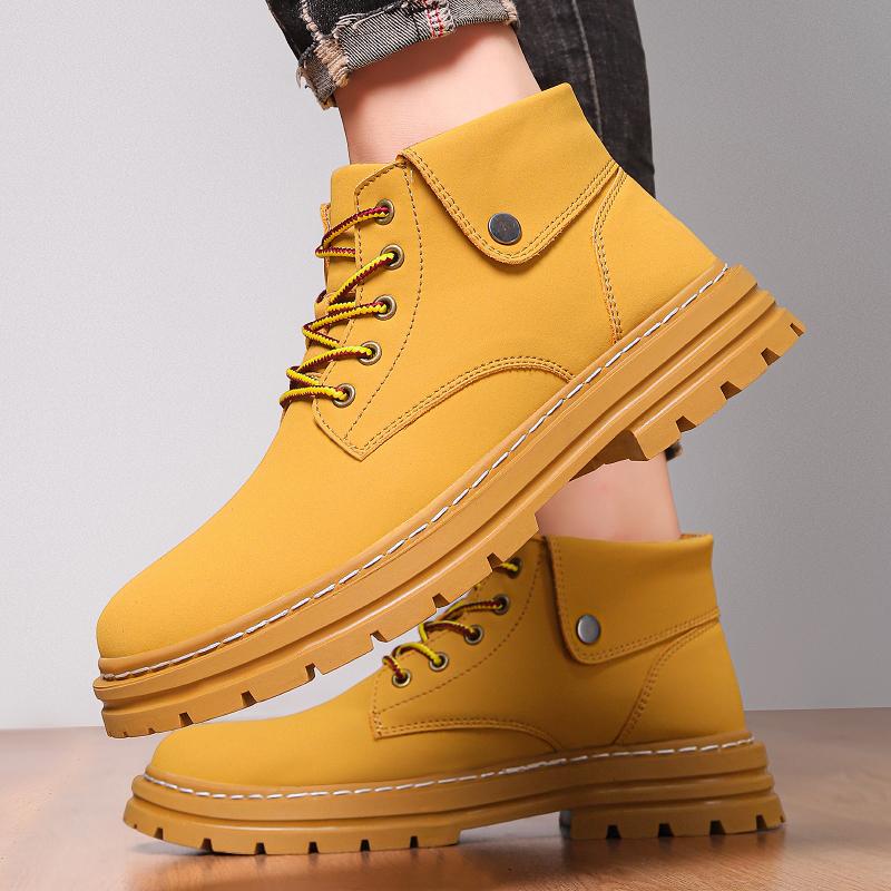 Non-Slip Male Motorcycle Boots Simple Plush Fur Snow Botas Genuine Leather Men Ankle Boots Handmade Autumn Winter High Top Shoes