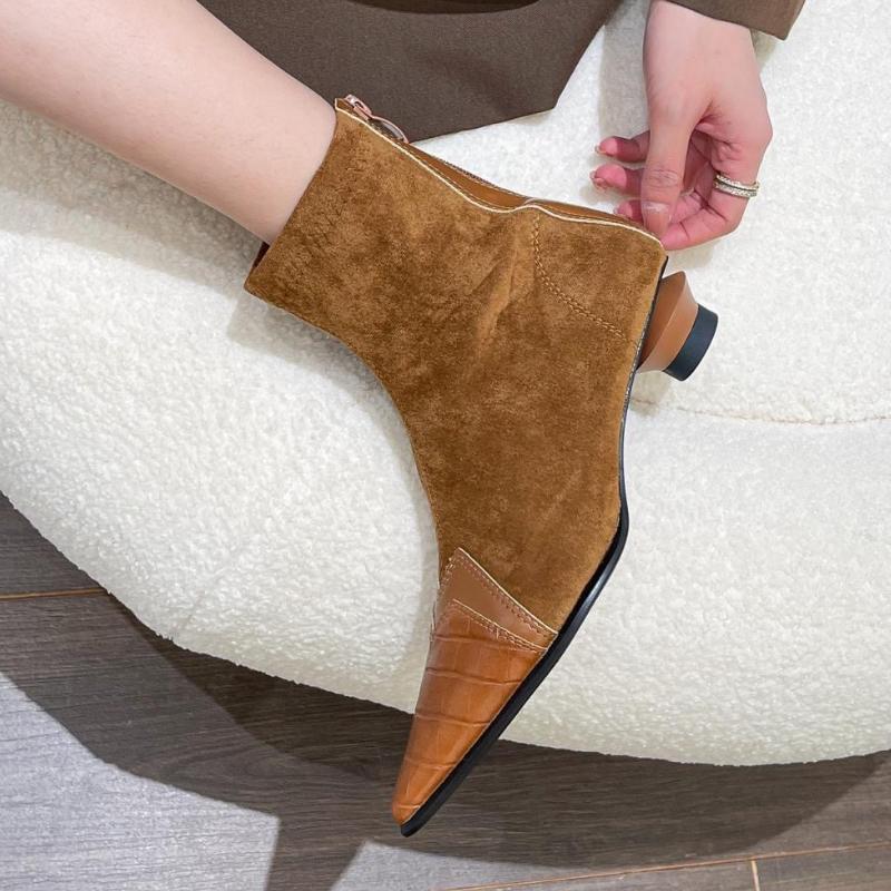 Ankle Boots Women Pointed Toe Heeled Shoes Chunky Chelsea Boots New Designer Gladiator Winter Woman Snow Botas Mujer