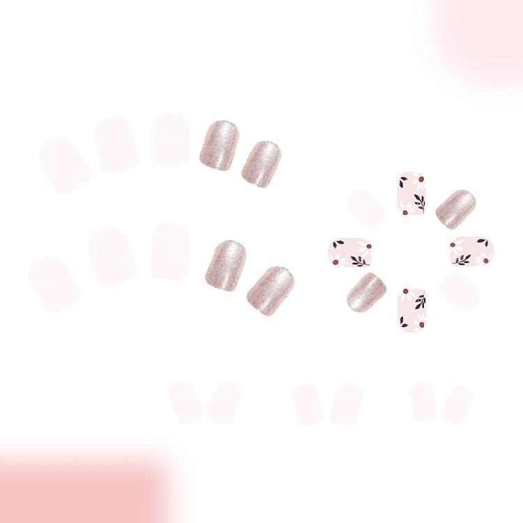 24 Piezas Uñas Postizas Cuadradas Cortas Adhesivas Brillo Cobertura Completa Uñas Postizas Simples de Presionar Suministros para Manicura para Mujer