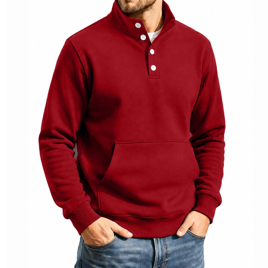 Men's Streetwear Loose Fit Sweatshirt with Stand Collar and Pocket