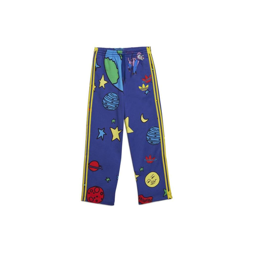 Adidas Originals Space Print Lace-Up Straight Loose Knit Sweatpants Men Bottoms Blue HN9053