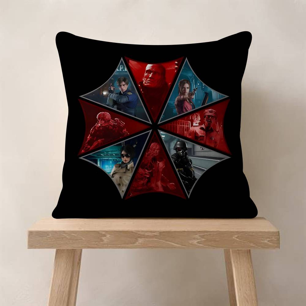Game R-Resident E-Evil U-Umbrella Double-Sided Printed Pillow Cover Short Plush Suitable Living Rooms Sofas Throw Cushion Cover