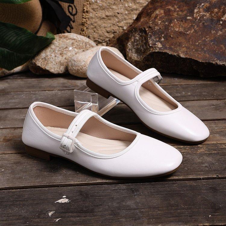 Women's Mary Jane Shoes Dressy Square Toe Ballet Flats with Strap Comfortable Walking Shoes for Women Soft Faux Leather Anti-Slip Ballerina Shoes