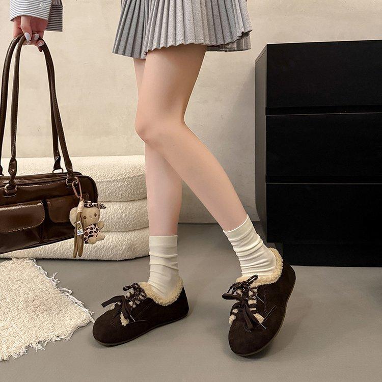 Lamb wool cotton shoes women's shoes 2025 new autumn and winter velvet German training shoes retro Forrest Gump shoes Birken Doudou shoes