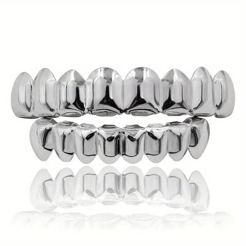 18K Gold Electroplated Hip-Hop Grillz: Upper & Lower 8 Teeth, European & American Style