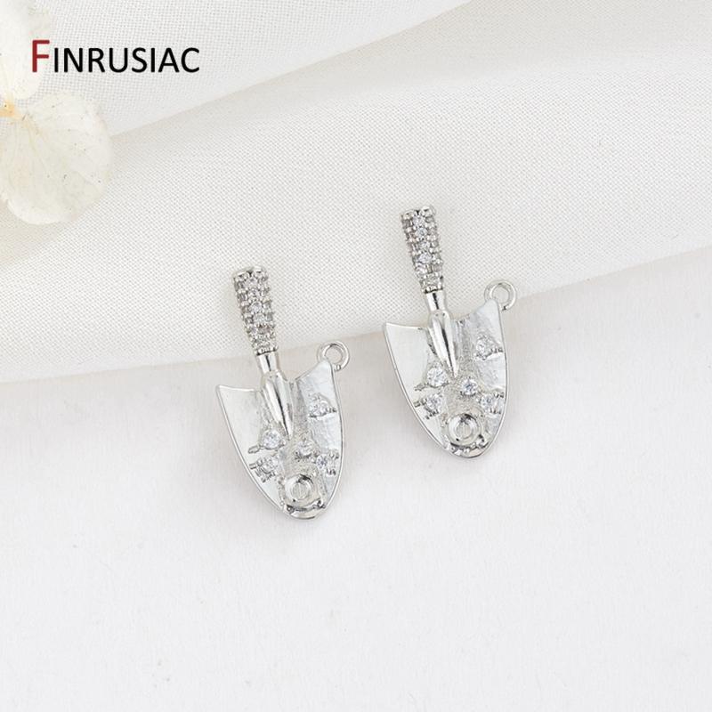 New Design 14K Gold Plated Brass Spade Shiny Crystal Zircon Pendant For DIY Women Handmade Jewelry Making Accessories Supplies