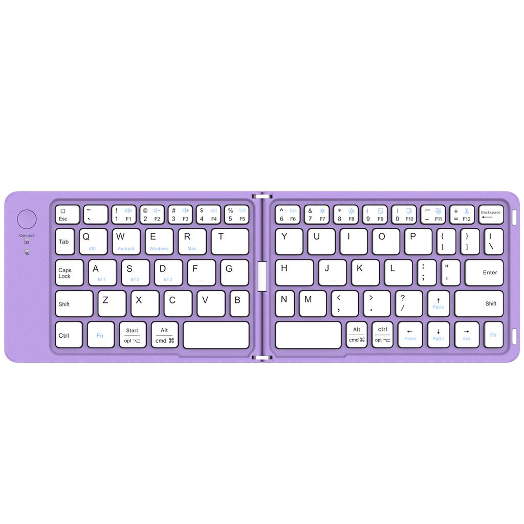 Mini Foldable BT Keyboard with Stand Wireless Full Size Keyboard Type-C Charging Portable BT Key Pad for Android iPhone iPad Mac