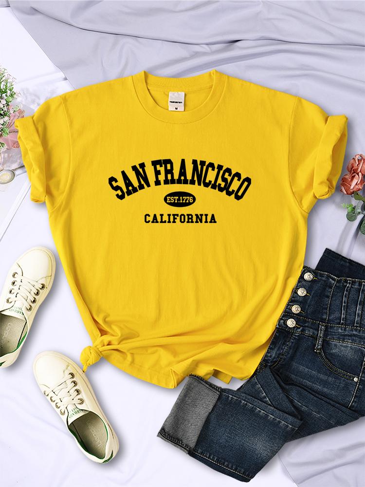 Sanfrancisco Est.1776 California Letter Street Women T-Shirt Casual Breathable Short Sleeve Fashion Personality Tees Soft Tshirt