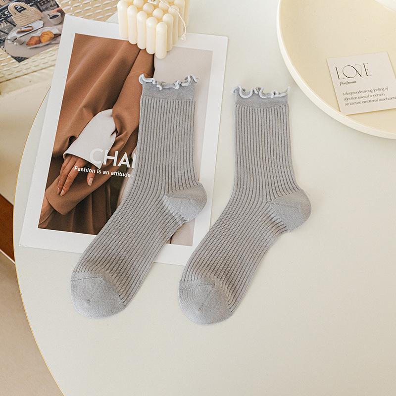 Women's Spring and Fall Cotton Ballet Style Lace Mesh Tube Stack Socks