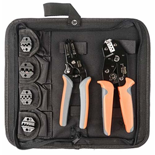 IWISS SN Series Interchangeable Die Multi-Crimping Tool Set for Open Barrel, Bare Terminals, Insulated Terminals, and Ferrule Terminals (KIT-SN-2549-P