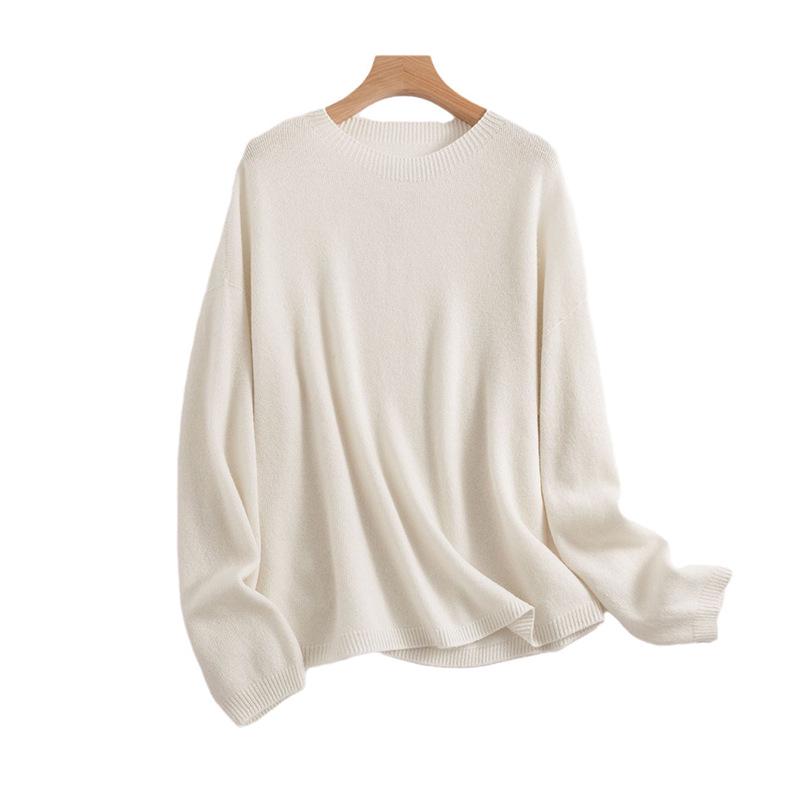 

Women s 100% Pure Wool Seamless Soft Sweater - Loose, Slimming, Round Neck Knitted Design for Early Autumn. Medium