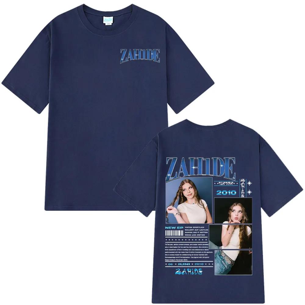 2026 Summer Singer Zahide Merch Album Graphic T-shirt Men's Fashion Hip-hop Retro Cotton Short-sleeved Loose Casual Shirt Y2k