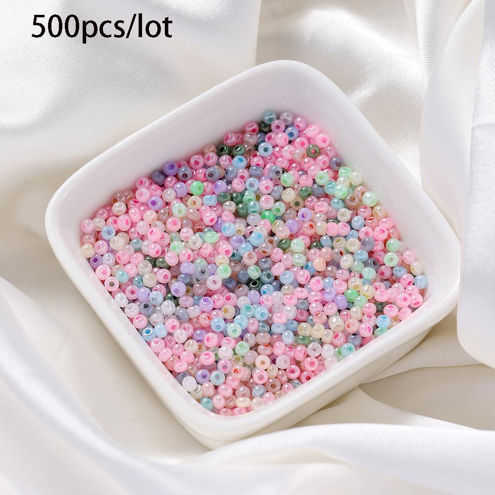 500/800Pcs/Lot 2/3mm Candy Color Glass Seed Beads Cute Bulk Small Bead Bracelet Handicraft for DIY Jewelry Making Accessories
