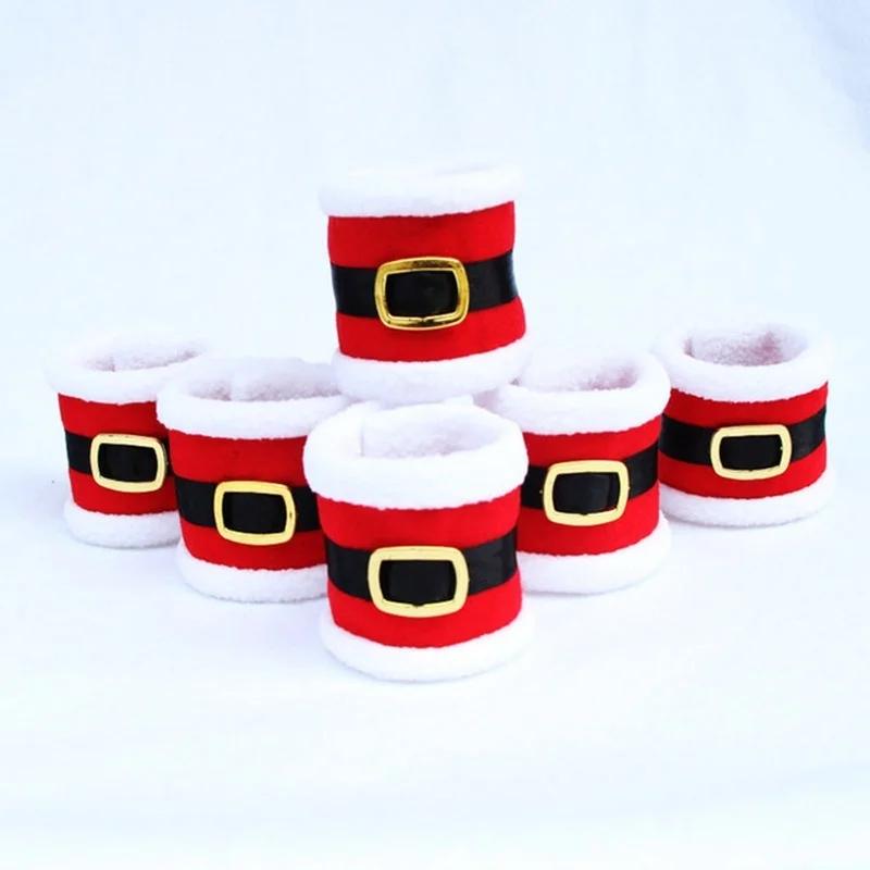 2Pcs/lot Santa Clothes Napkin Ring Xmas Towel Holder Circles Christmas Dinner Party Table Decor Christmas Decorations for Home
